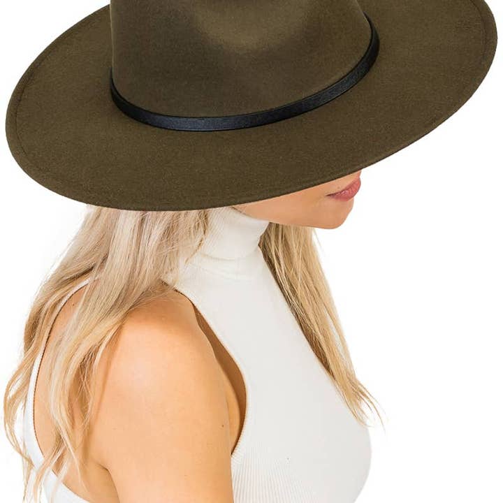 Cap Zone - Wholesale Fedora - Women's - Red Bottom Black Belt Rancher Hat Wide Brim10