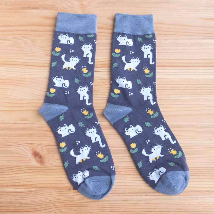 Socks - Kitties and blooms for wholesale by Birdie Tam