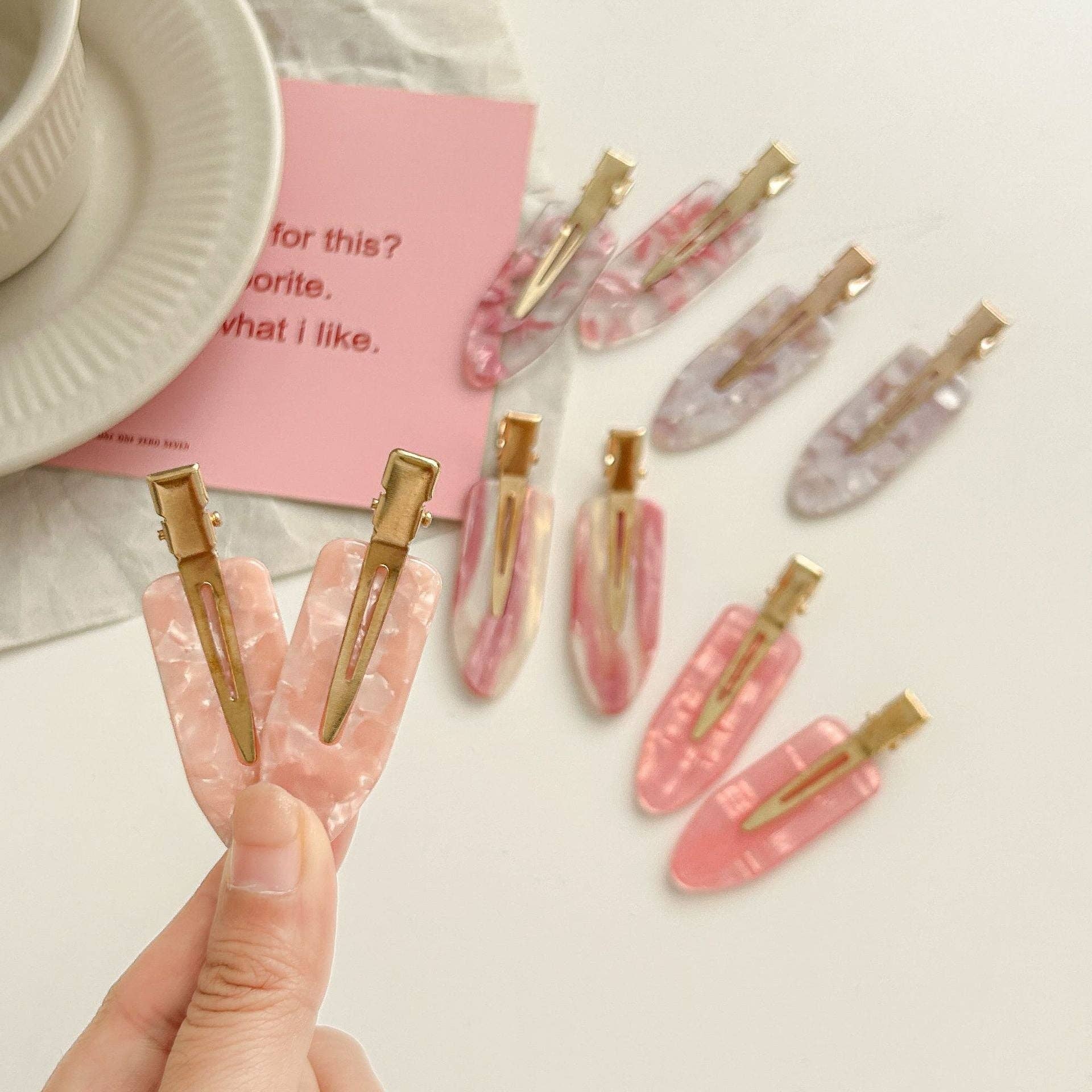 Dipped Shop – Engroshandel Hårspænde - Dame – 2+ 2 stk. Enkle Søde Lyserøde Hårspænder DPJC24047