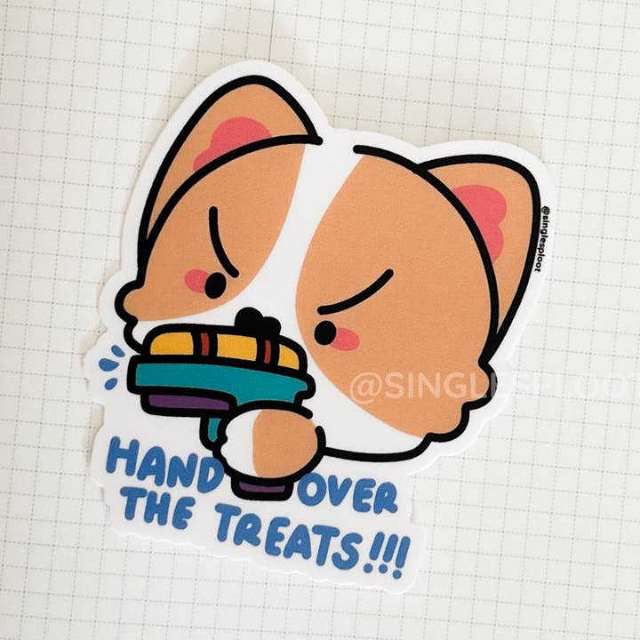 Överlämna Godiset! Vattenpistol Corgi Klistermärke för wholesale av Single Sploot