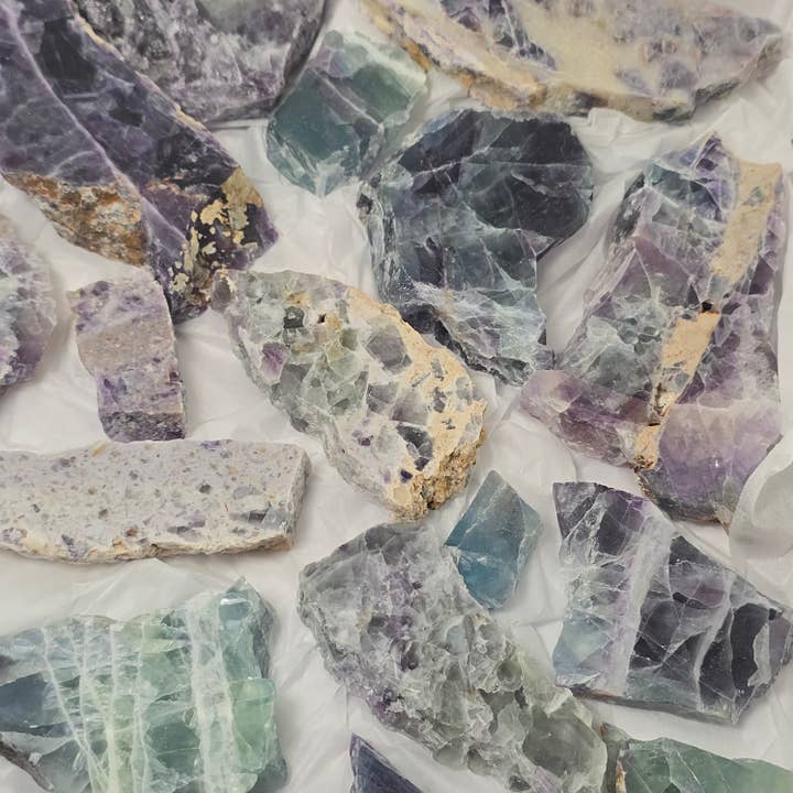 23pcs Fluorite Slabs ~ Polished Crystals ~ Bulk Minerals for wholesale by Aquamarine Daydream Wholesale