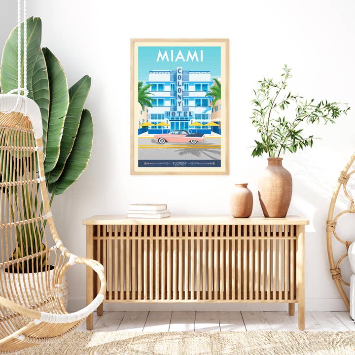 Olahoop Travel Posters - Wholesale Poster - Miami Florida - Colony Hotel - USA Travel Poster6
