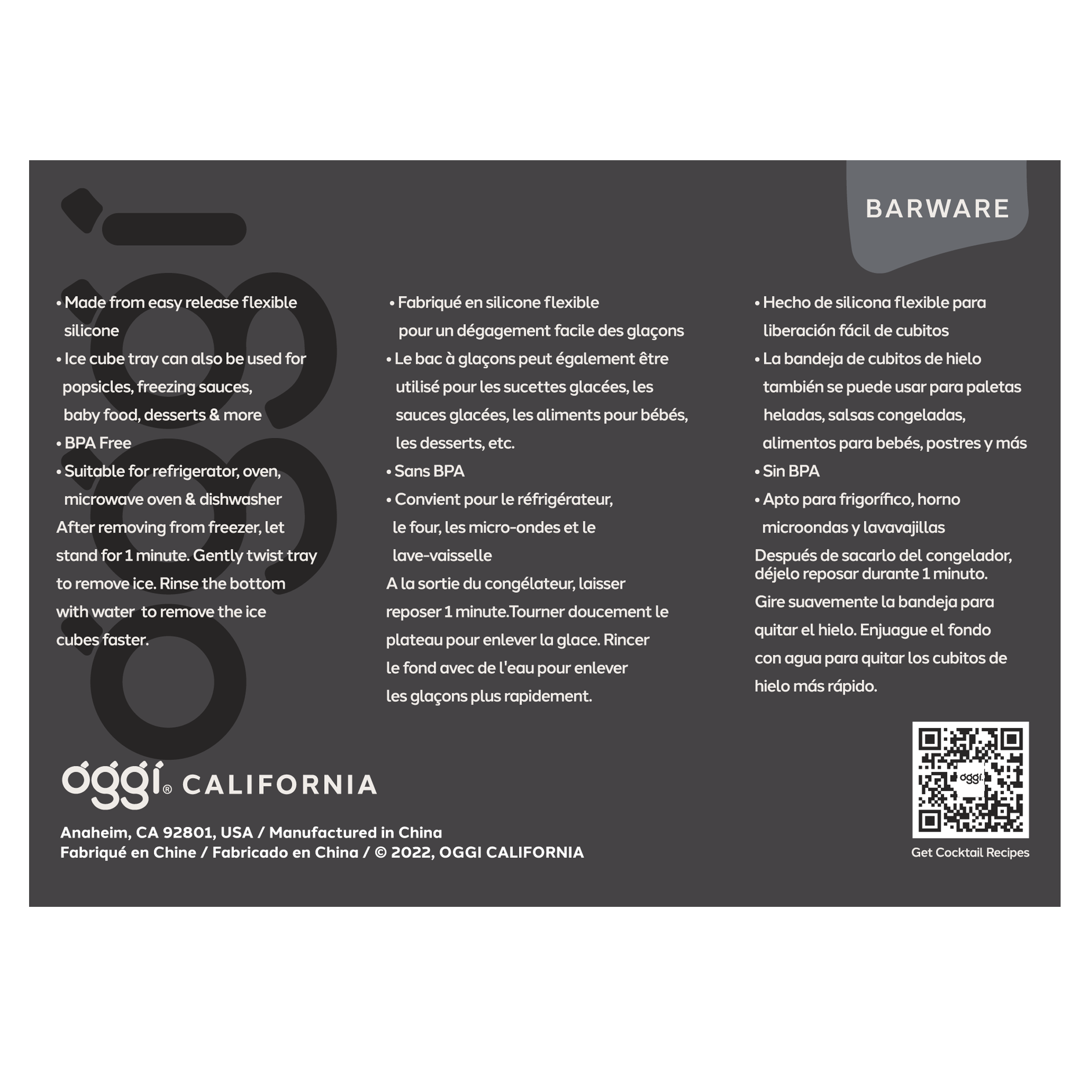 Oggi – wholesale Isbricka/-form – Isbrickor - Set med 2 stora fyrkantiga 6-kubers - Grå6