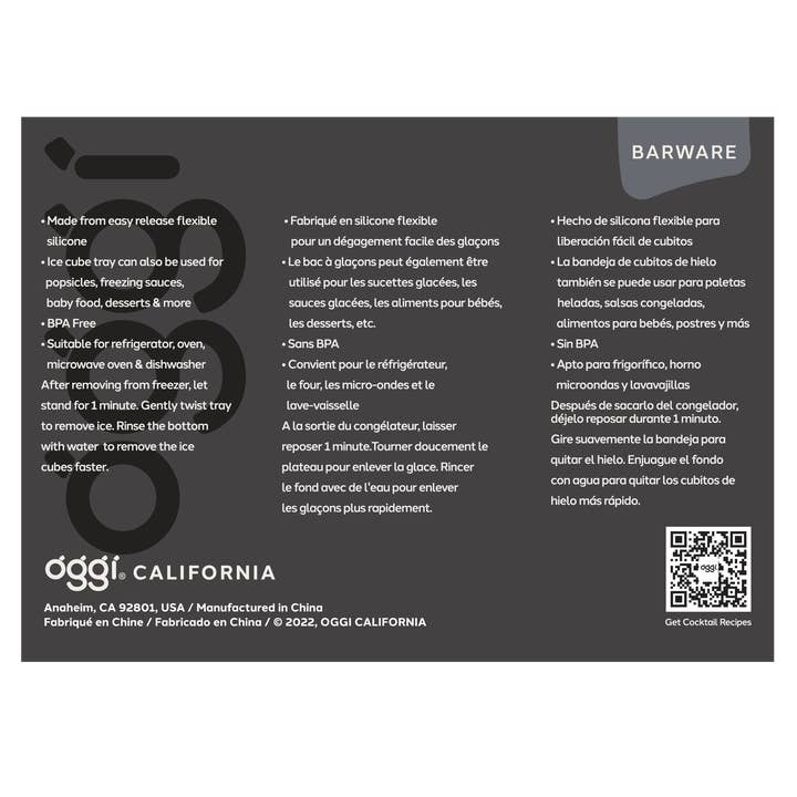 Oggi - Vendita all'ingrosso Vassoi/stampi per ghiaccio - Vaschette per Ghiaccio - Set di 2 Grandi Cubi Quadrati da 6 - Grigio6