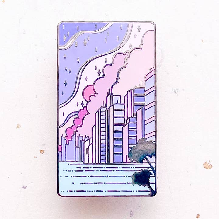 Sea to Sky City Pop Enamel Pin for wholesale by Alum and Ink