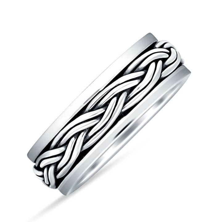 Spinner Braided Silver Ring Oxidized 925 Sterling Silver Wholesale for wholesale on Faire1
