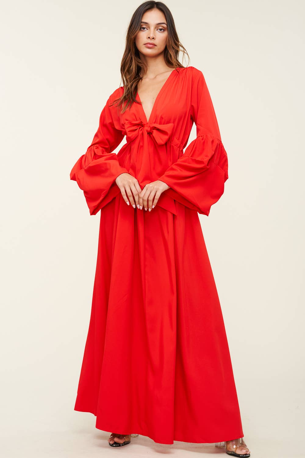 QMP Moda - Wholesale Dress - Women's - V NECK MAXI DRESS WITH ELASTIC WAIST18