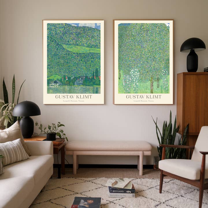 Conjunto de dos impresiones artísticas de paisajes de Gustav Klimt para venta al por mayor de Kumo Art Prints