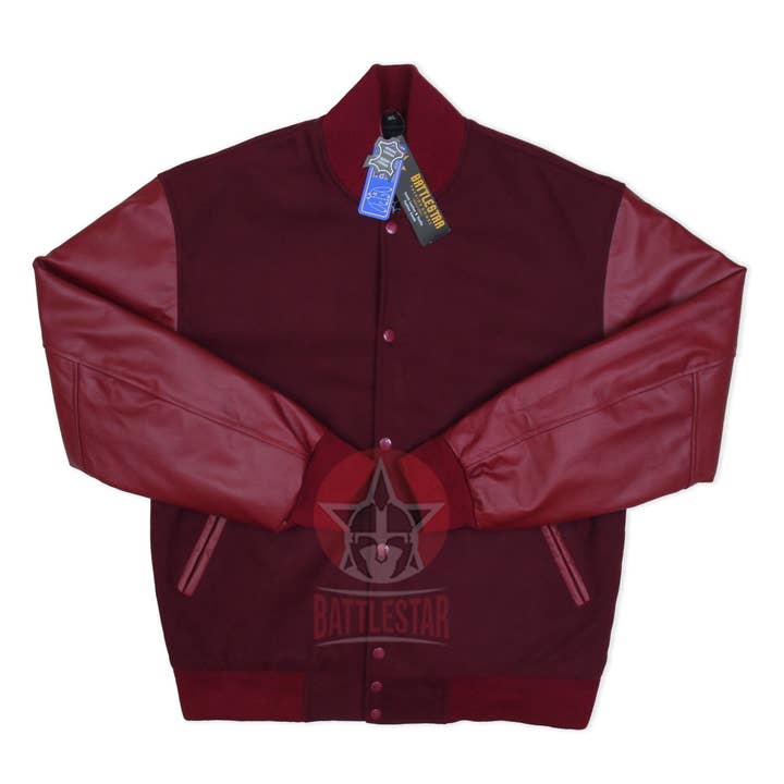 Maroon Wool Leather Trendy Varsity Baseball Jacket for wholesale by Eastworth Industries
