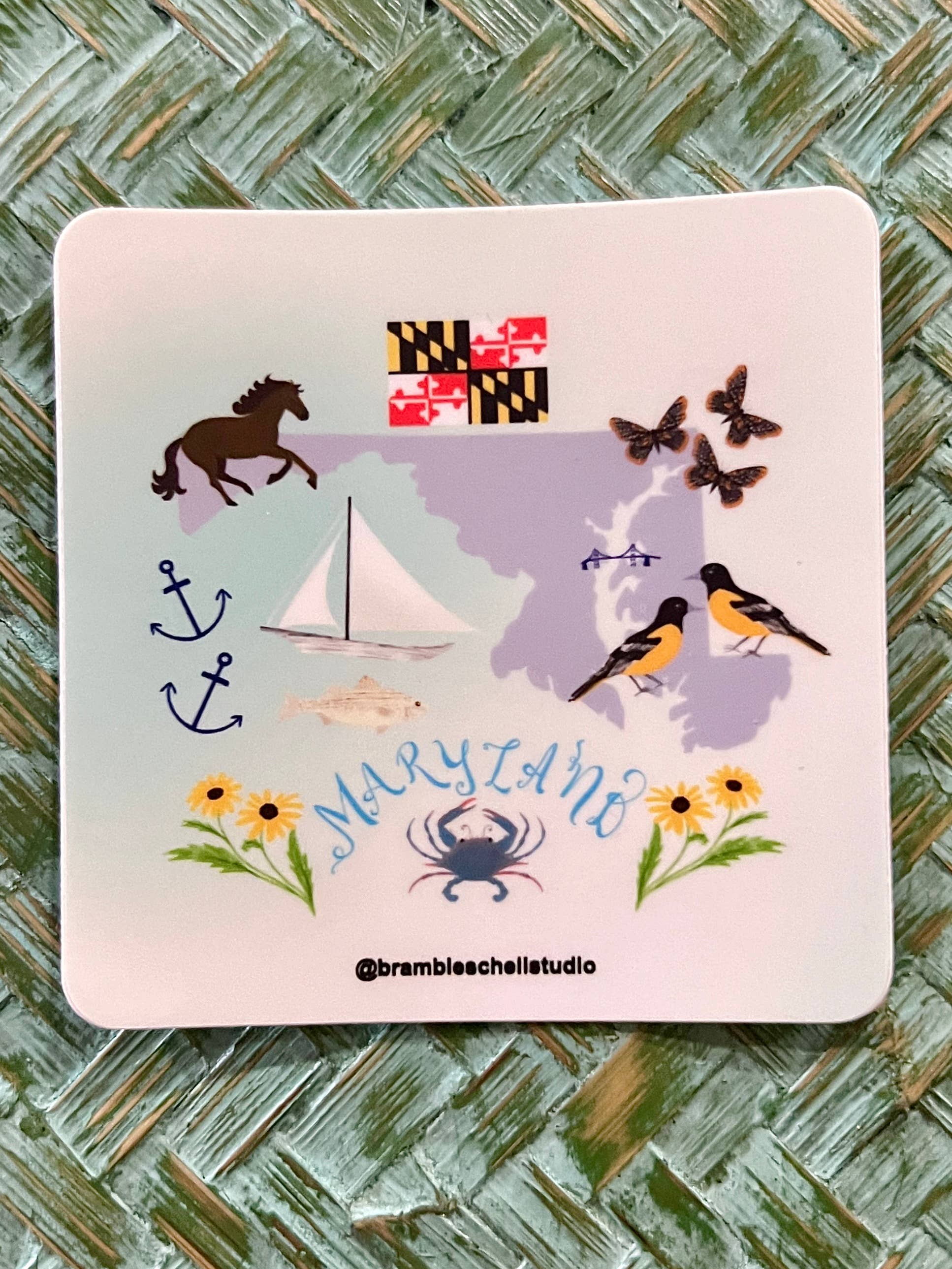 Bramble Schell Studio - Wholesale Sticker - Maryland State Vinyl Sticker 1