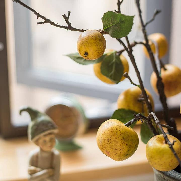 Rustic Reach - Wholesale Artificial Plant - Artificial Fruit Yellow Apple Pear Stem 27" Tall