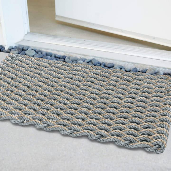 Wicked Good Doormats - Wholesale Door Mat - Lobster Rope Outdoor Doormat: Silver & Sand Double Weave1