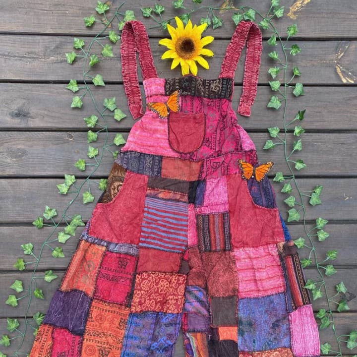 Hippie Bohemian Patchwork Overalls, Wide Leg Dungarees PLUS and other Purchase Wholesale hippie overalls. Free Returns & Net 60 Terms on Faire trending on Faire.