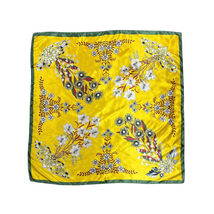 Lili Scarves - Wholesale Scarf - Women's - Multi-floral Pattern Silk Touch Square Scarf