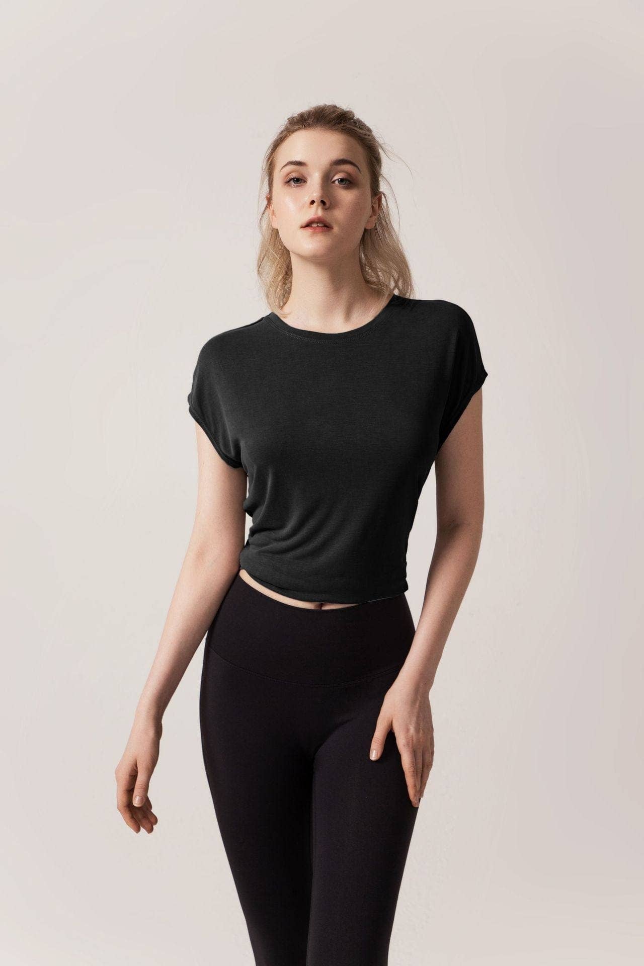 Active by Anna-Kaci - Wholesale Athletic Top - Women's - Twist Back Cut Out Short Sleeve Active Shirt1