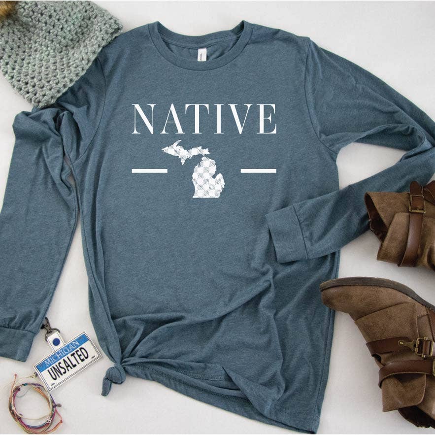 MICHIGAN VIBES - Wholesale Screen Printed T-Shirt - Unisex - Native One long sleeve tee1