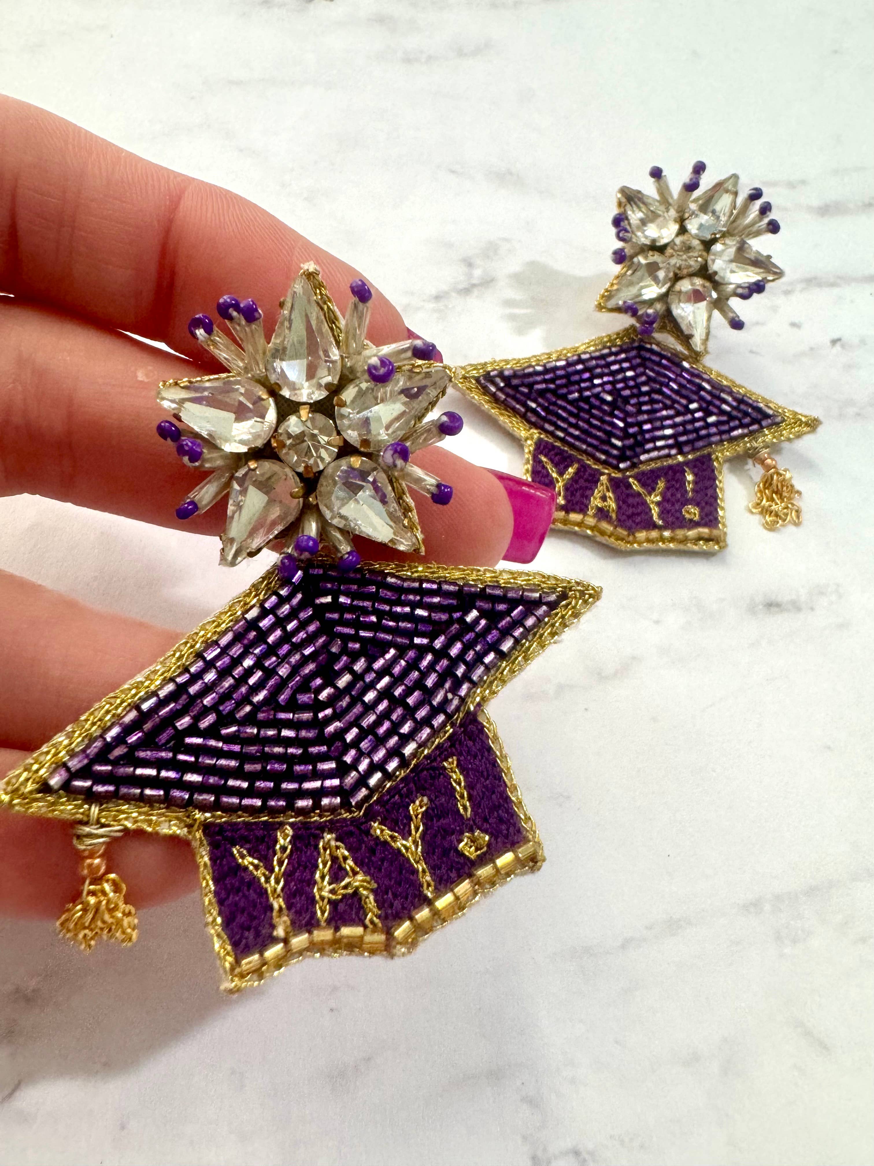 Louie Love - Wholesale Dangle Earrings - Graduation Hat Beaded Earrings2