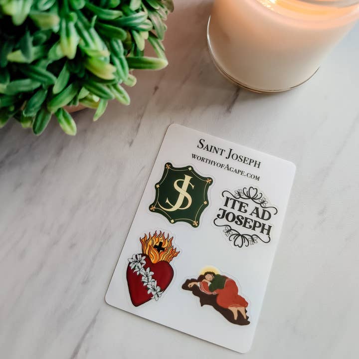 Foglio di Adesivi Mini Trasparenti di San Giuseppe per la vendita all'ingrosso da parte di worthy of Agape