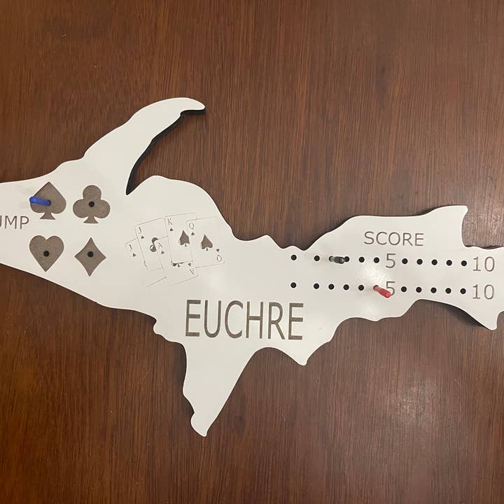 Michigan Proud Gifts - Wholesale Board Game - Michigan upper Peninsula Shaped Euchre Game Board