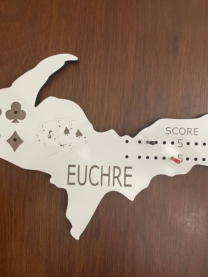 Michigan upper Peninsula Shaped Euchre Game Board for wholesale by Michigan Proud Gifts