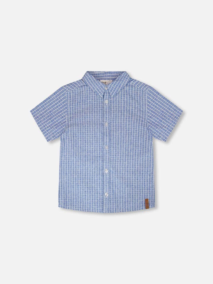 Camisa de Chambray Estampada de Manga Corta con Rayas Azul Denim para venta al por mayor de Deux par Deux