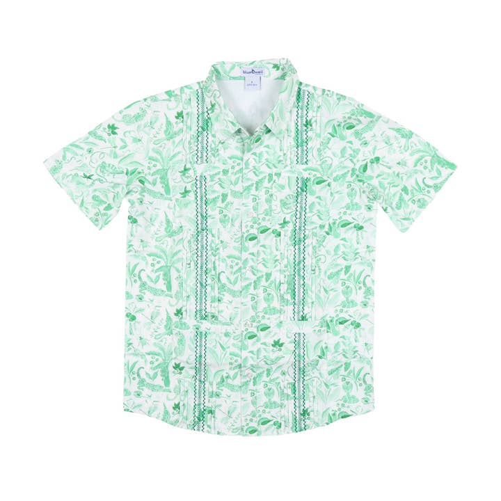 Men’s - Guayabera - Jade Jungle Short Sleeve Shirt for wholesale by BlueQuail Clothing Co.