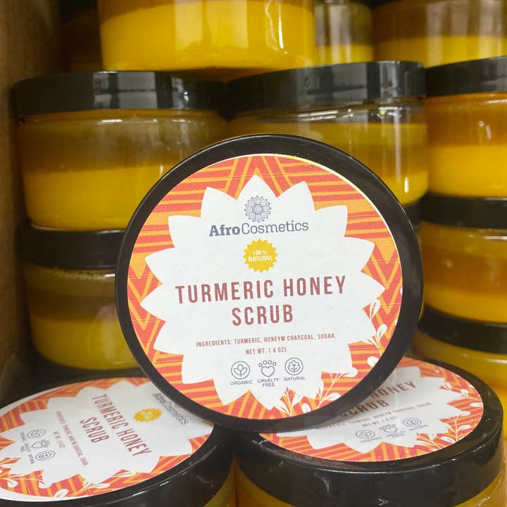 AfroCosmetics & Culture - Wholesale Body Scrub/Exfoliant - Turmeric Honey Scrub, All Natural Skin Brightening Body1