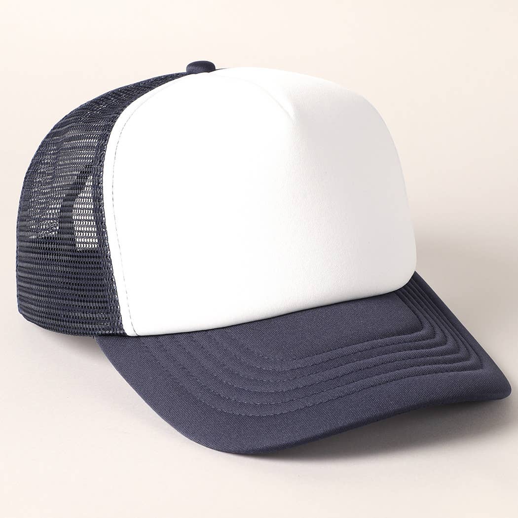 Fashion City - Wholesale Trucker Hat - Unisex - White Foam Front Colored Mesh Back Trucker Hat21