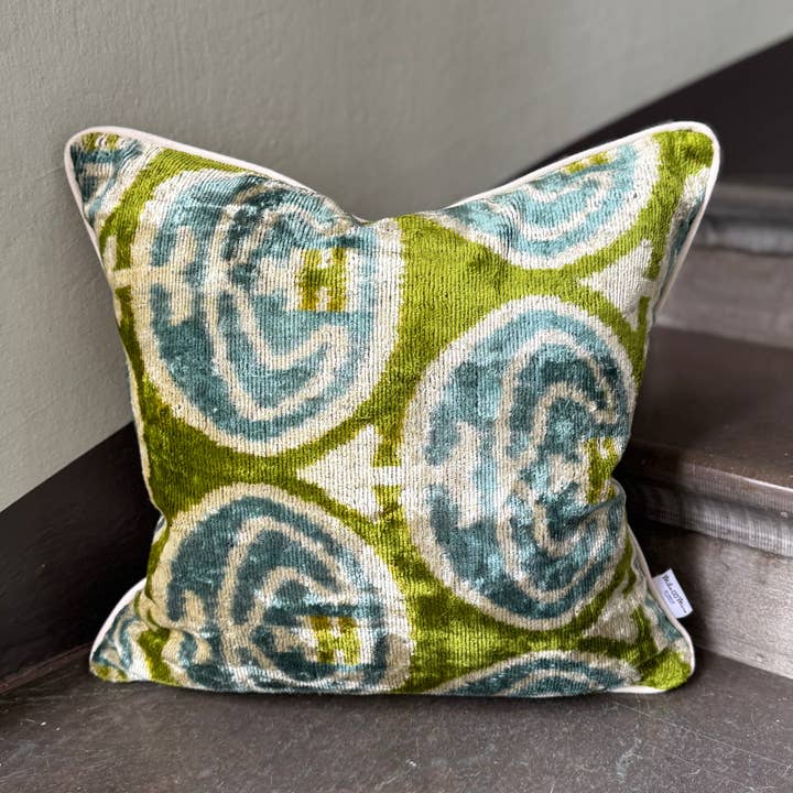 Velvet Ikat Cushion Grove | Velvet Ikat Pillow Cover for wholesale by Mila∞Miro by Emelie