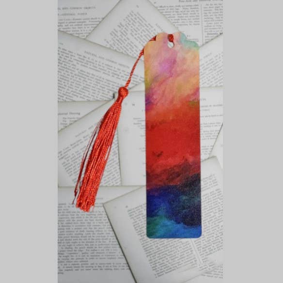Rainbow Storm Bookmark with tassel for wholesale by Rambling Rooster Crafts