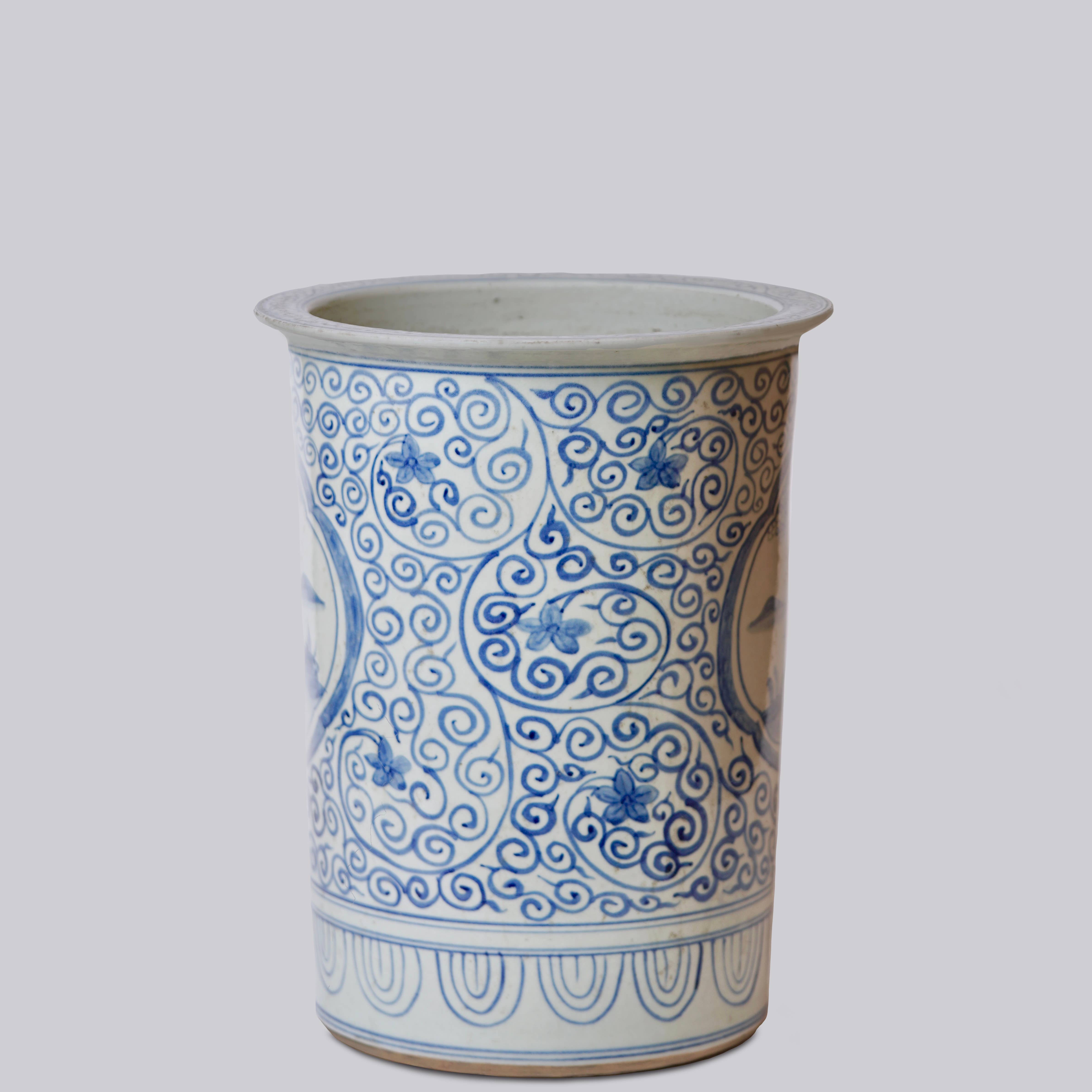 Cobalt Guild - Wholesale Umbrella Stand - Blue and White Rustic Landscape Porcelain Umbrella Stand1