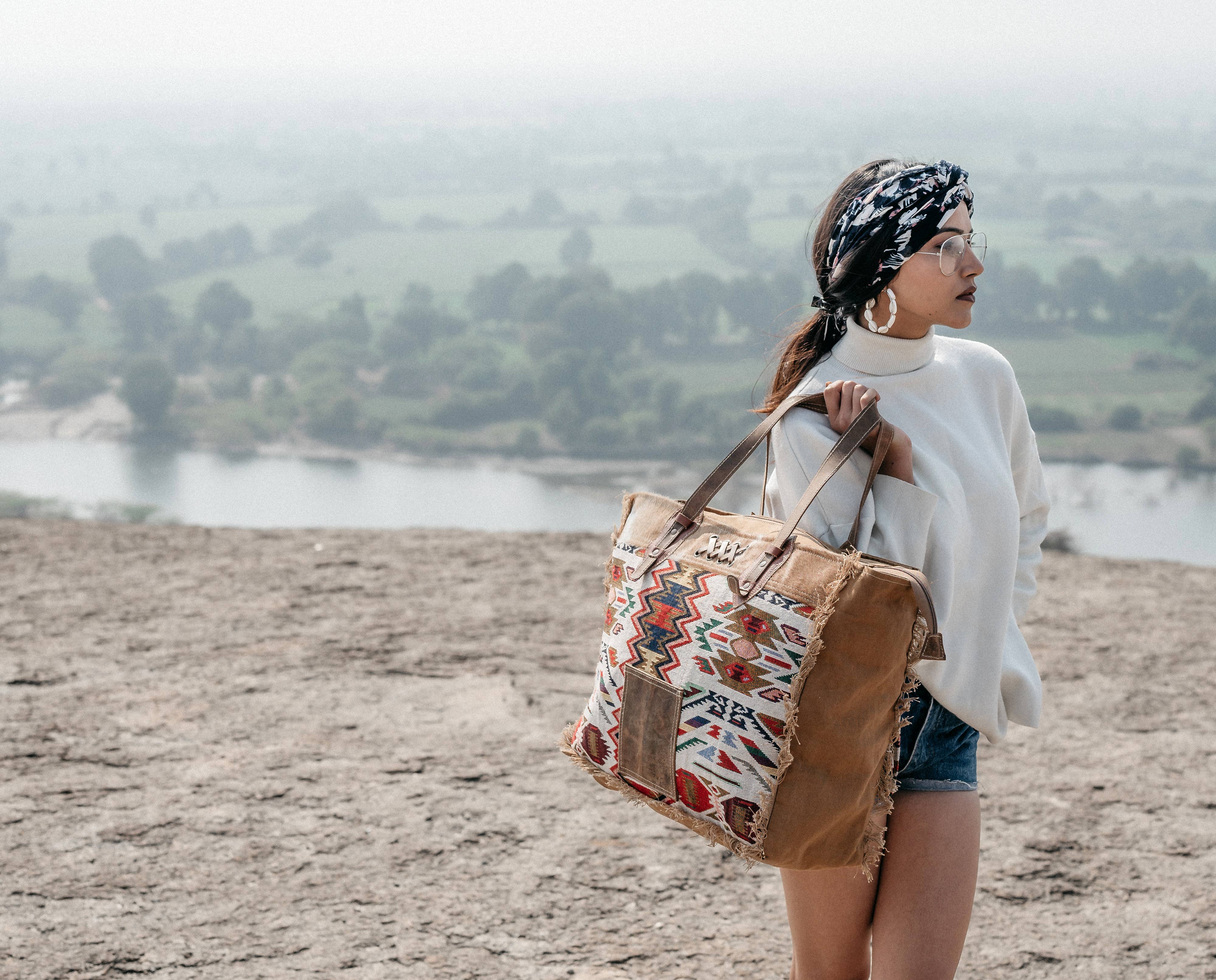 Hopofly Bags - Venta al por mayor Bolsa de viaje - Mujer - Bolso de fin de semana Dwena de lona y cuero para mujer1