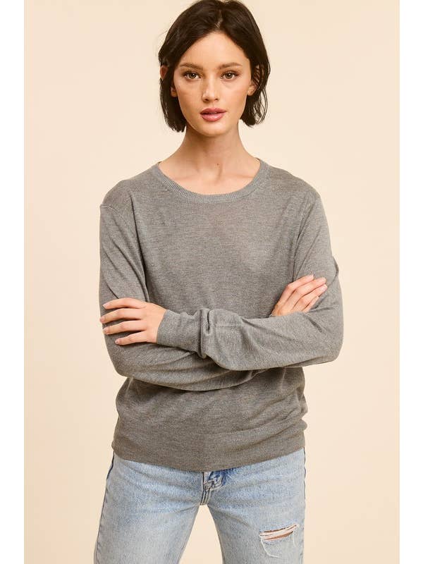 Cinza Heather Camisola de Gola Redonda para o Dia a Dia para venda a revendedores na Faire3