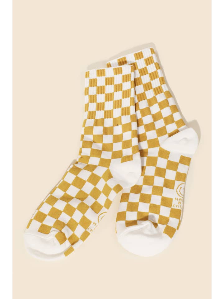 MULTI Yellow White Checkered Socks for wholesale on Faire