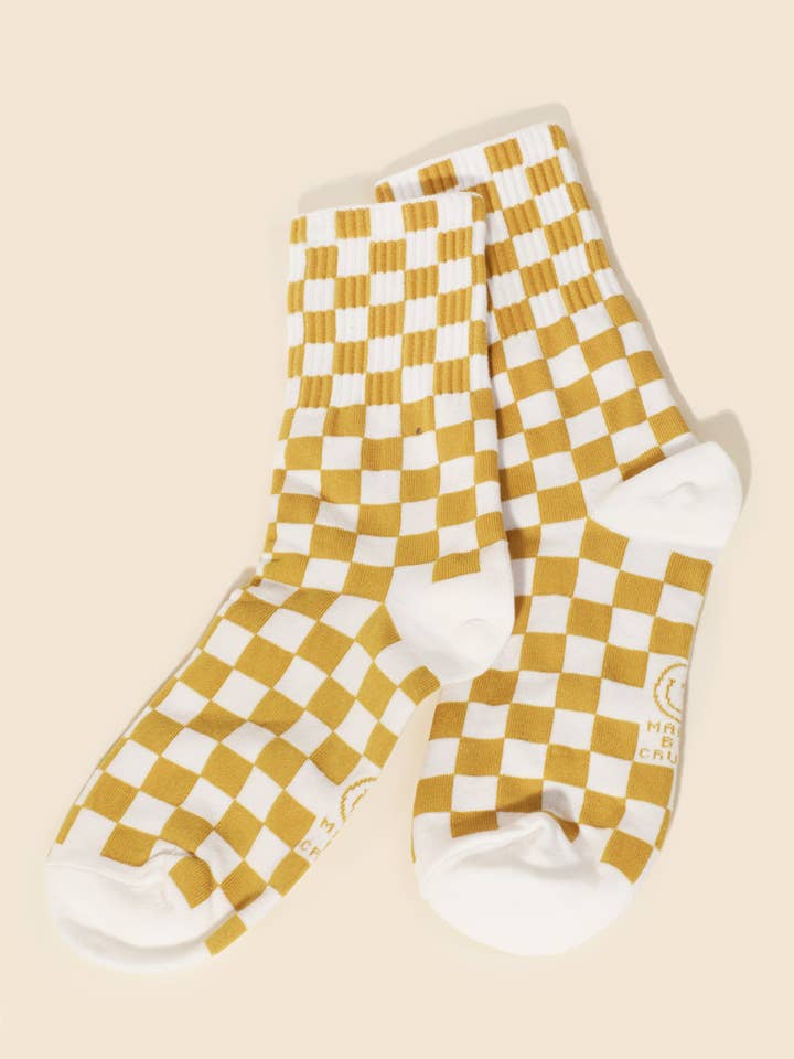 MULTI Chaussettes à carreaux jaunes et blancs en vente sur Faire