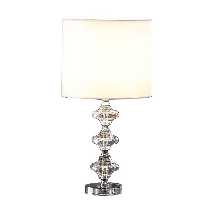HomeRoots - Wholesale Accent/Desk Lamp - 23" Silver Crystal Geometric Table Lamp With White Shade0