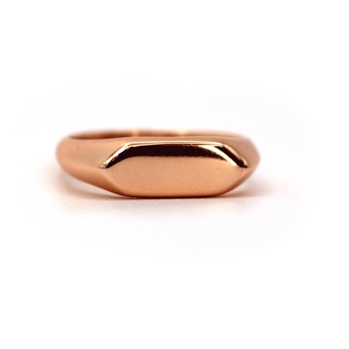 14K Hexagon Bar Signet Rose Gold Ring for wholesale by AdoreJ Jewelry Wholesale