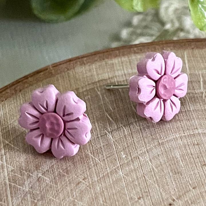 Retrochrome Creations - Wholesale Stud/Post Earrings - Pink flower stud | sterling silver0