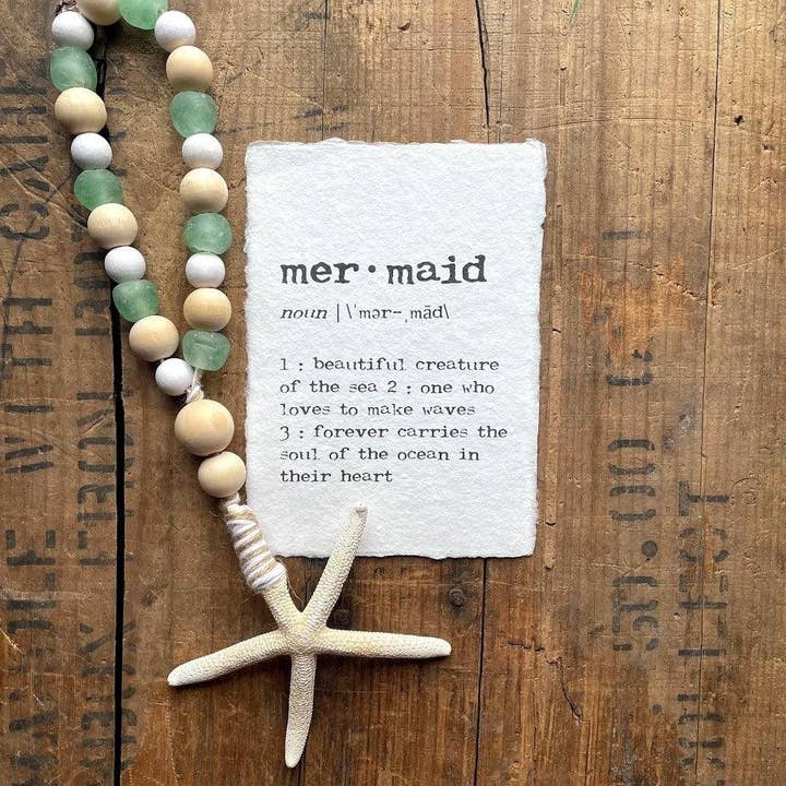 mermaid definition print on handmade paper for wholesale by Alison Rose Vintage