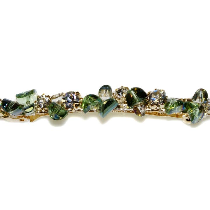 Theia Stone Barrette - Gold/Chartreuse - HHC279 for wholesale by Hepburn & Co.