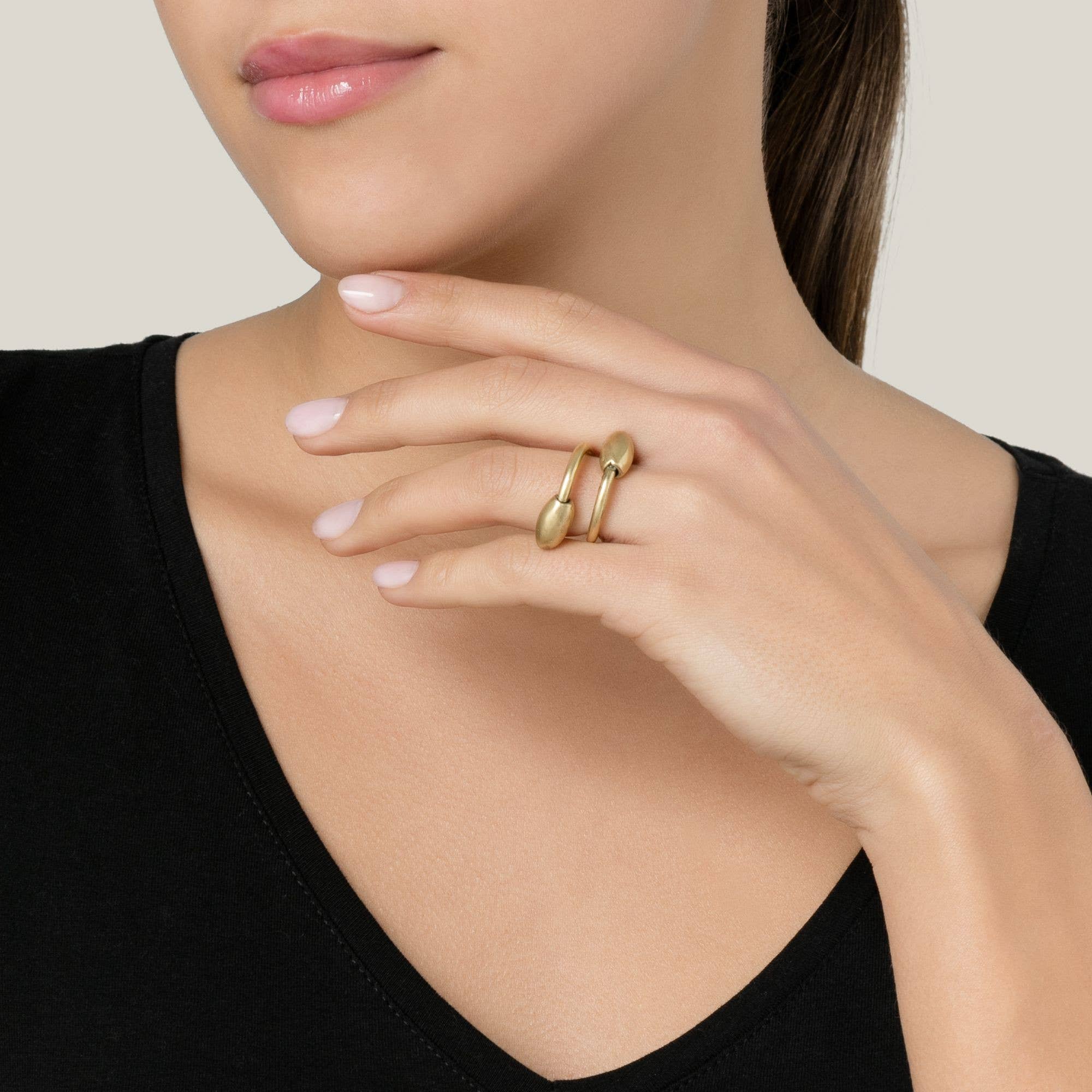 Gloria Mago - Wholesale Cocktail/Statement Ring - Gold double teardrop ring1