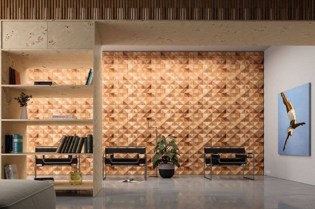 Java Creations - Vendita all'ingrosso Pannelli decorativi - Pannelli da Parete a Piramide in Teak (4 pannelli, 1,44 mq per scatola)1