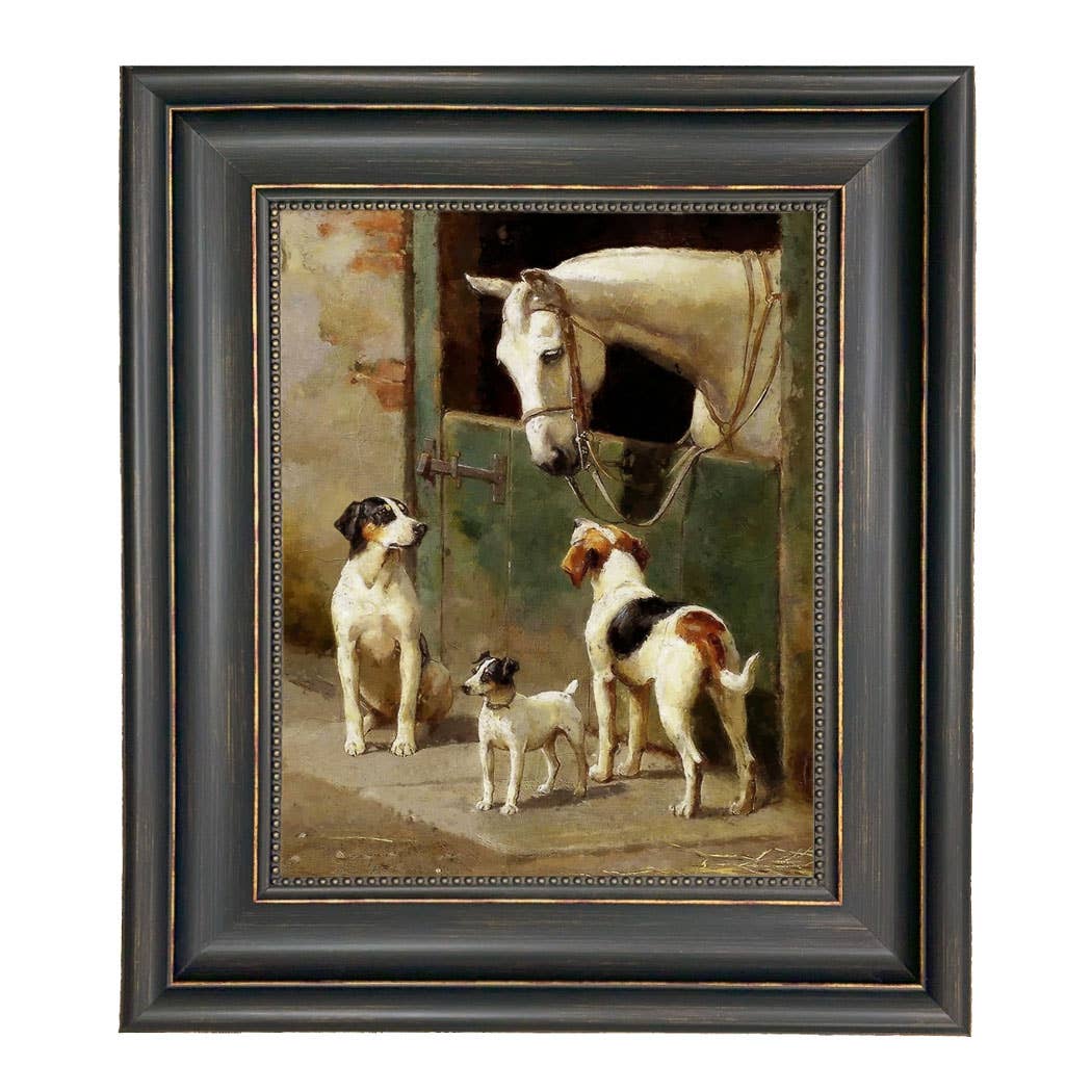 Madison Bay Co. - Historical Home Decor Reproductions - Wholesale Art Print - Dog and Horse at Stable Vintage Painting Print on Canvas70