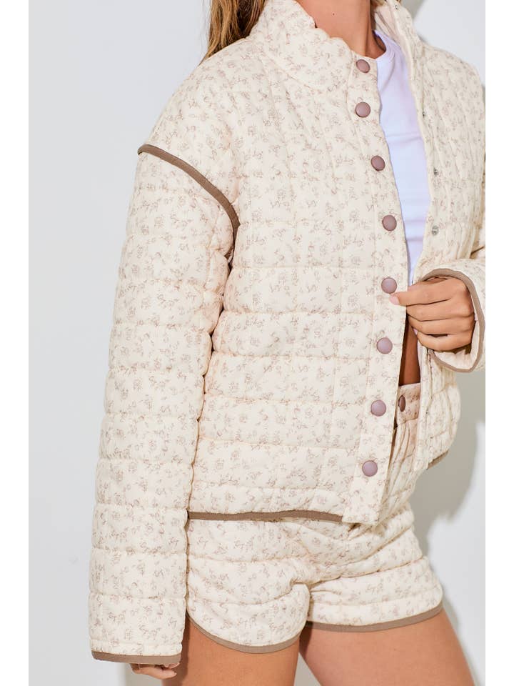Baevely by Wellmade USA - Wholesale Puffer Jacket - Women's - FLORAL PRINTED JACKET