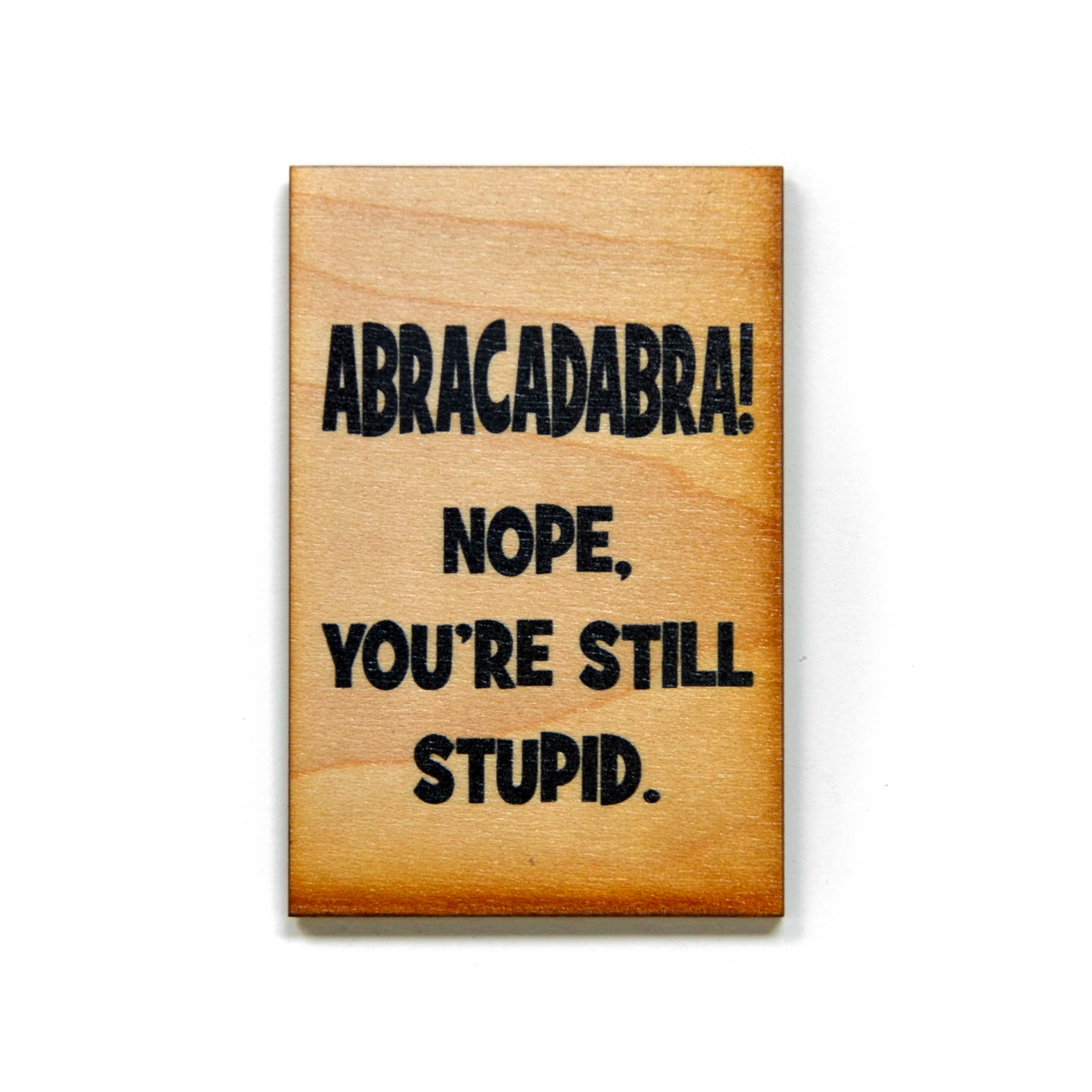 Driftless Studios - Wholesale Magnet - Wooden Magnet - Abracadabra! Nope. You're Still Stupid.