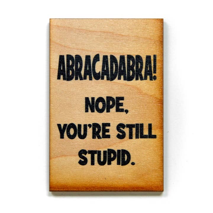 Driftless Studios - Wholesale Magnet - Wooden Magnet - Abracadabra! Nope. You're Still Stupid.0
