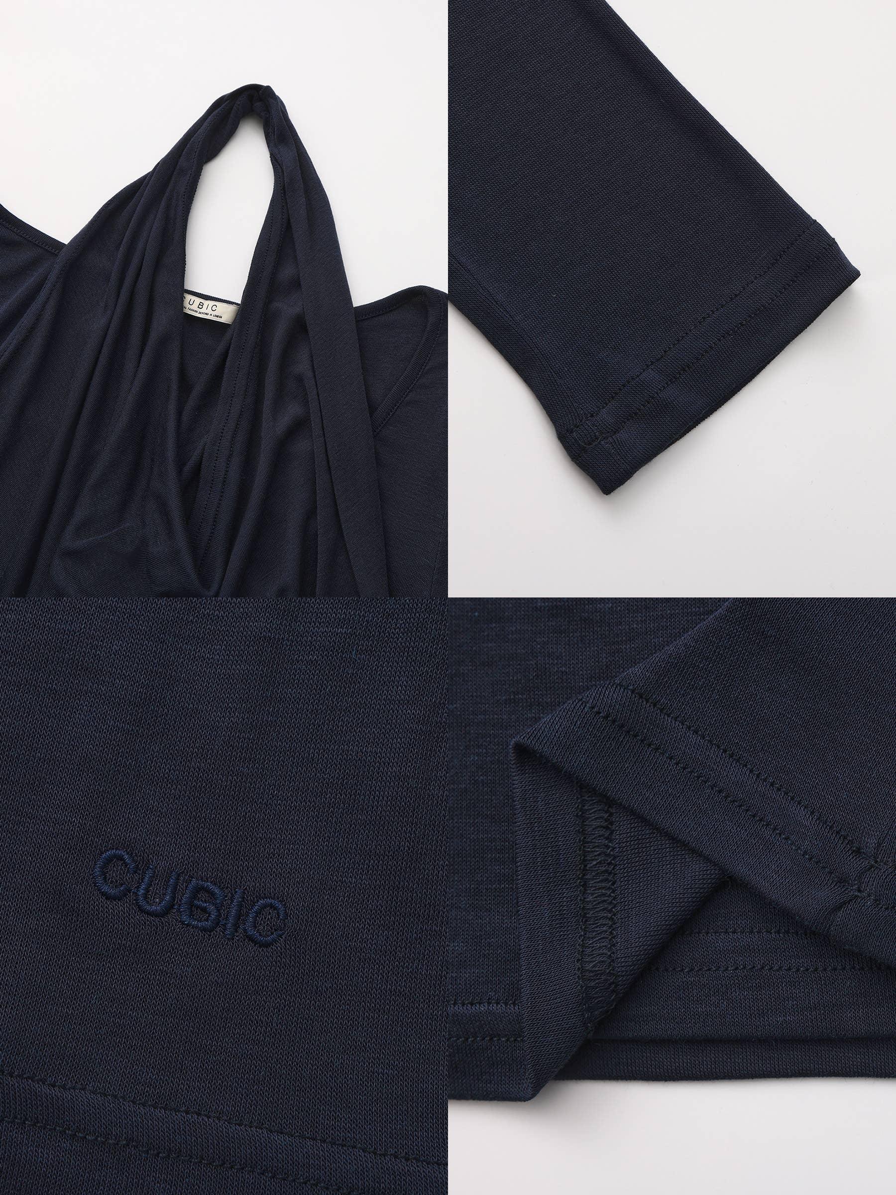 CUBIC - Wholesale Knit Top - Women's - Halter V-Neck Long-Sleeve T-Shirt14