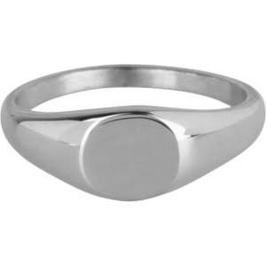 R977 Petite Round Steel Signet Ring for wholesale by Charmin's Ringen