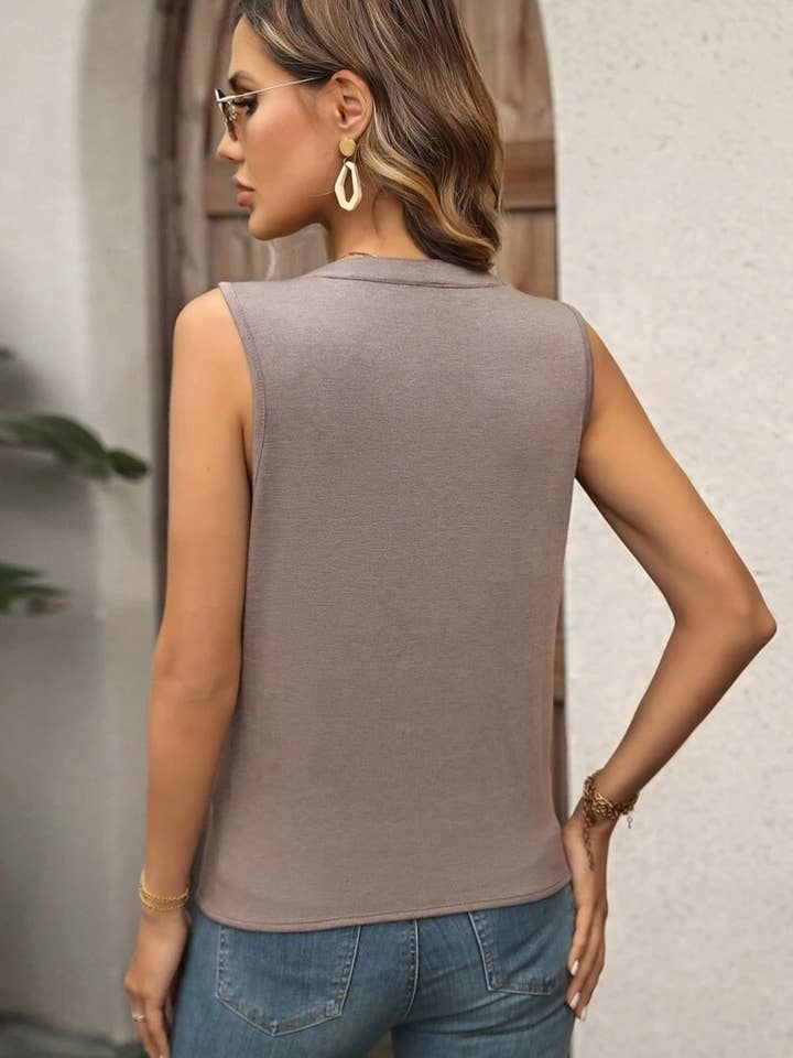 NINEXIS - Wholesale Blouse - Women's - CWOV0331_SUMMER FASHION PLEATED V-NECK TANK TOP