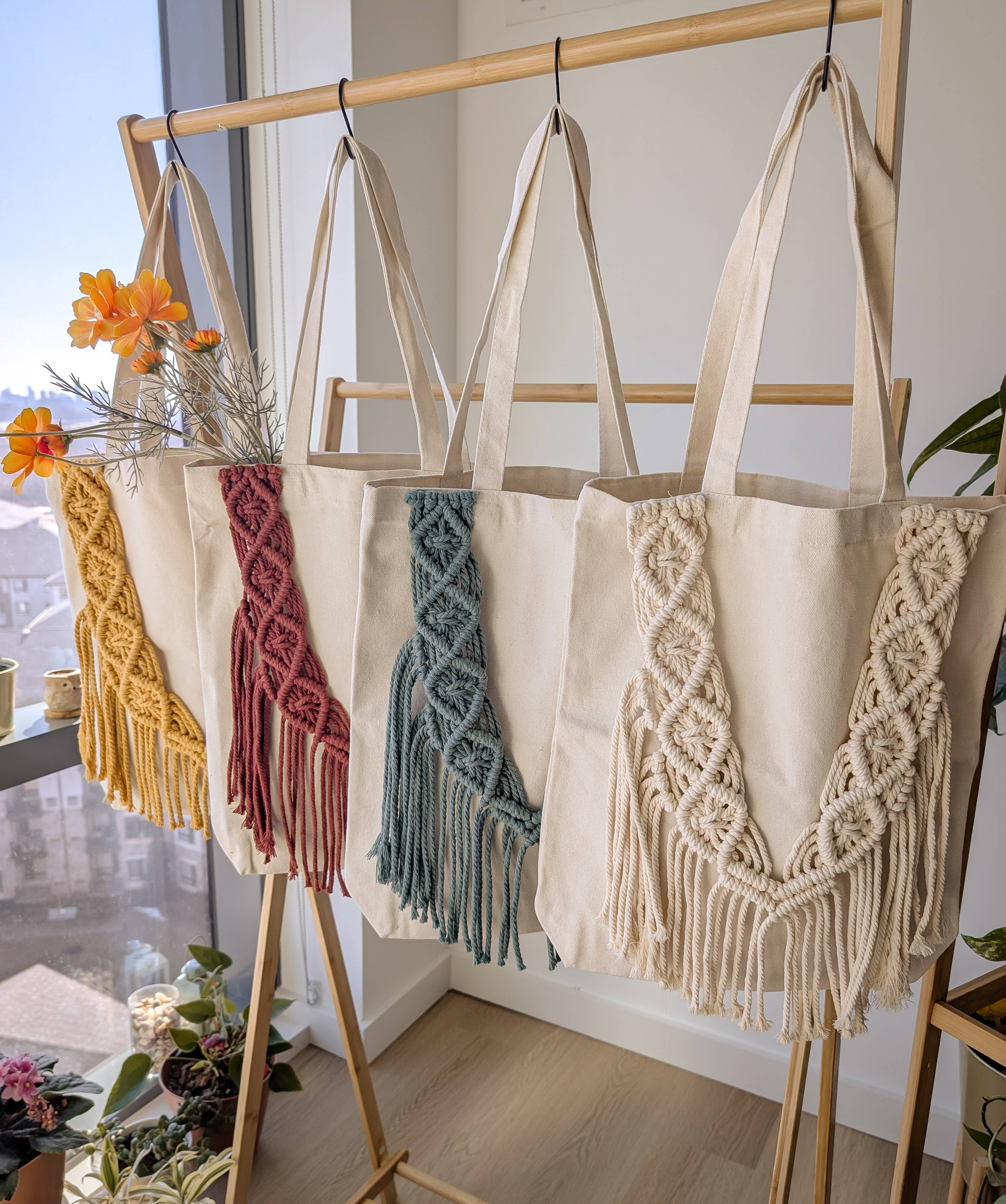 The Artisanal Bazaar - Wholesale Tote Bag - Unisex - Handmade Macrame Canvas Tote Bag for Beach, Market, Everyday2